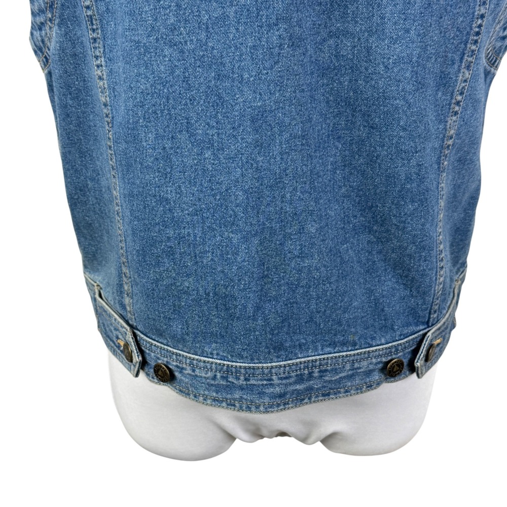 Liz Authentic Women's Large Blue Denim Utility Vest Size V-Neck Button Front - Picture 5 of 10